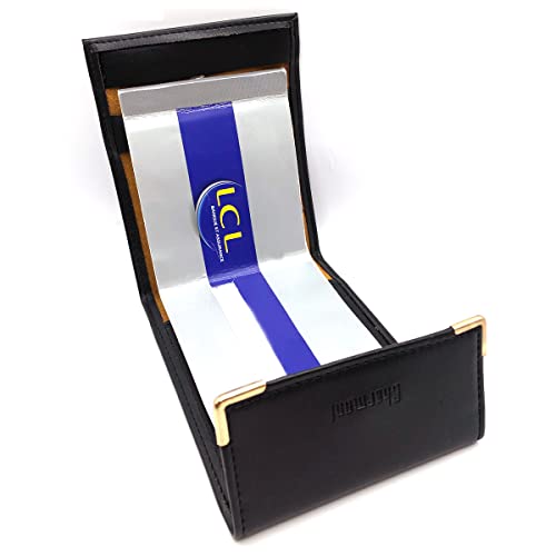 Charmoni - Étui Long Pliant en Cuir Vachette pour chéquier, Bleu Électrique, 3 Emplacements Cartes