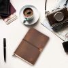 Carnet de Voyage en Cuir A5 Wanderings - Journal Rechargeable Fait Main, Idéal pour Écrivains et Voyageurs