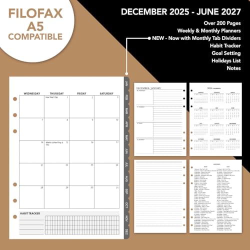 Classeur Agenda A5 en Cuir Véritable - Journal Rechargeable 6 Anneaux avec Poches, Style Filofax, Idéal pour Professionnels et Créatifs