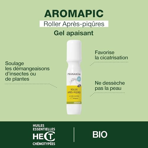 Pranarôm Aromapic Roller Après-Piqures Bio - Gel Apaisant aux Huiles Essentielles 15 ml