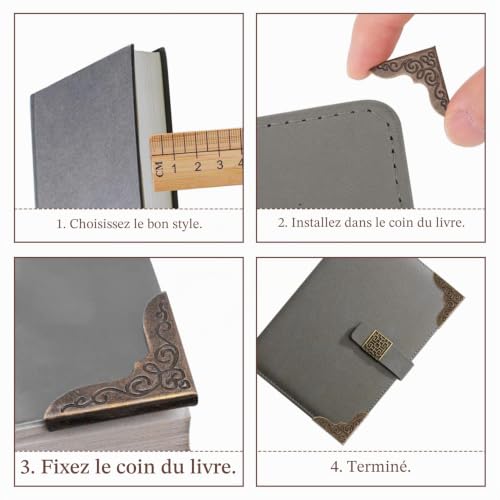 120 Protège-Coins Métalliques Vintage pour Livres, Albums et Scrapbooking - Or, Argent, Bronze, Or Rose