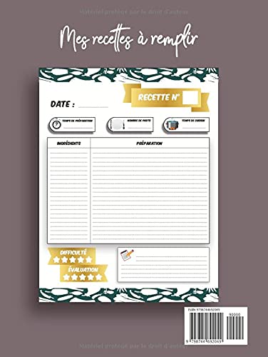 Carnet de Recettes à Couverture Rigide : 100 Formats Détaillés pour Conserver et Personnaliser Vos Créations Culinaires