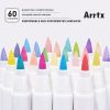 Arrtx Lot de 60 Marqueurs Peinture Acrylique Imperméables Pointe Pinceau pour Pierre, Verre, Bois, Toile - Couleurs Vives pour DIY
