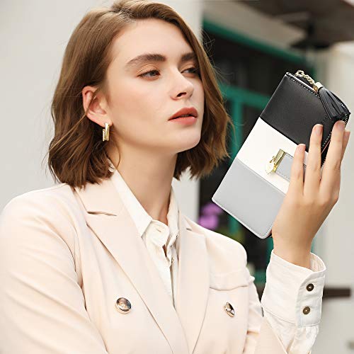 Portefeuille Pomelo Best Femme - Cuir Synthétique, Rayé Gris/Noir, Design Moderne et Spacieux