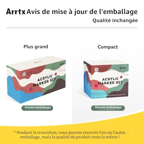 Arrtx 90 Marqueurs Acryliques Couleur Pointe Pinceau - Idéal Artistes Adultes Peinture Roche Bois Toile Loisirs Créatifs
