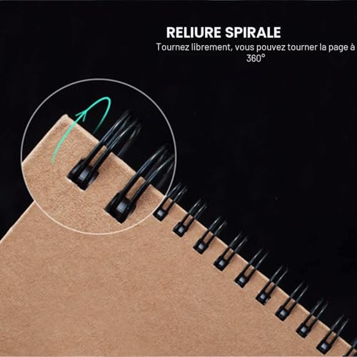 VEESUN Carnet de Dessin A5 Lot de 4 - Couverture Rigide, Spirale, Papier 160GSM 60 Pages Blanches Idéal Crayon, Stylo, Aquarelle