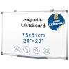 SWANCROWN Tableau Blanc Magnétique Mural 76x51cm - Cadre Aluminium, Effaçable, Horizontal/Vertical pour Bureau et Maison