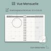 Agenda Semainier POPRUN A5 2026-2027 : Planificateur Vertical Scolaire 17 Mois, Couverture Rigide, Spirale, Règle-Signet, Papier 80g/m², Bleu Marine