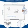 SWANCROWN Tableau Blanc Magnétique 90x60 cm Aluminium - Effaçable à Sec pour Bureau et Maison