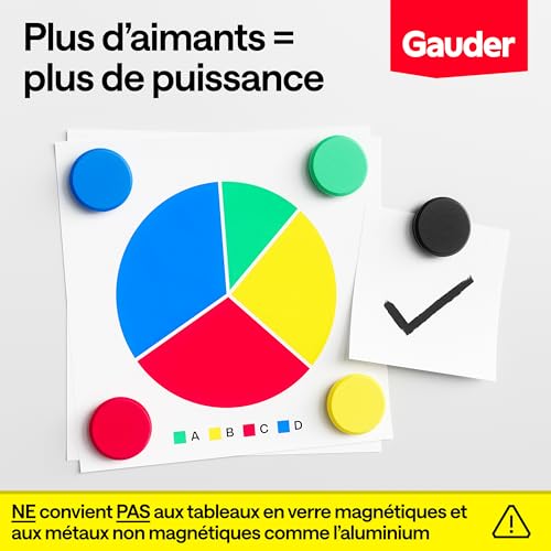 GAUDER Aimants Puissants Frigo et Tableau Blanc Magnétique - Lot de 12 pièces Multicolores (31 x 10 mm)