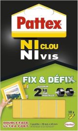 Pattex Ni Clou Ni Vis Fix & Défix : Pastilles adhésives puissantes et repositionnables pour toutes surfaces