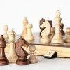 Jeu d'échecs magnétique pliable en bois A&A - 38,1 cm, pièces Staunton 7,6 cm, boîte en pin avec incrustation noyer/érable