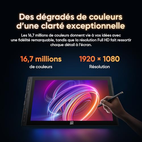 XPPen Artist 16 3rd Gen : Tablette Graphique 15.4" Full HD, Stylet X4 16K Niveaux, Molette X-Dial, 8 Raccourcis, Support Inclus - Compatible Windows, macOS, Android, ChromeOS, Linux