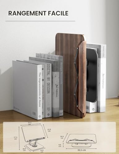 Tounee Support de Livre Réglable avec Rotation 360° - Idéal pour Livres de Recettes et Lecture Mains Libres