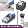 Rouleaux TPE Thermiques LYNNE - Lot de 50 Bobines pour Terminal de Paiement CB - 57x35x12mm - Sans BPA