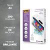 Fellowes Pochette de Plastification A4 80 microns - Pack de 100 Feuilles Plastifieuse - Finition Brillante Haute Qualité