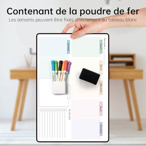 Calendrier Adhésif Tableau Blanc Planning Mensuel - Planificateur Hebdomadaire Effaçable 42x28cm
