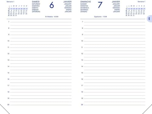 Agenda LECAS Carré Travers 2027 - 2 Jours par Page, Noir, 14x22 cm