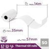 Rouleaux TPE Thermiques LYNNE - Lot de 50 Bobines pour Terminal de Paiement CB - 57x35x12mm - Sans BPA