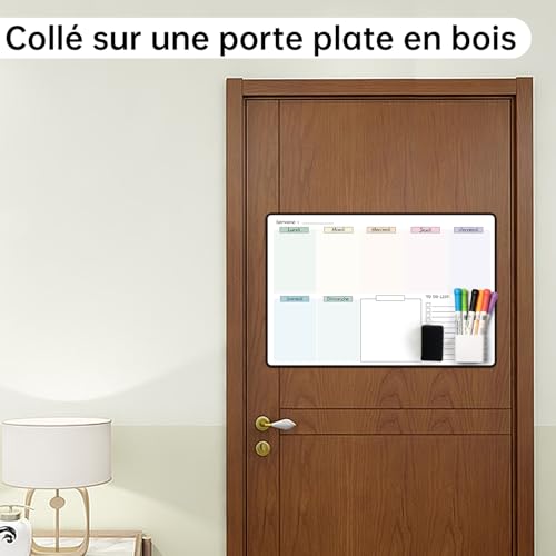 Calendrier Adhésif Tableau Blanc Planning Mensuel - Planificateur Hebdomadaire Effaçable 42x28cm