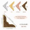 120 Protège-Coins Métalliques Vintage pour Livres, Albums et Scrapbooking - Or, Argent, Bronze, Or Rose