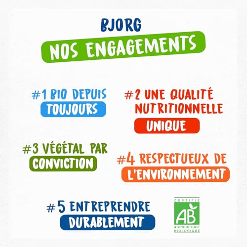 BJORG Lait d'Amande Vanille Bio - Boisson Végétale Pauvre en Acides Gras Saturés - Pack de 6 x 1L
