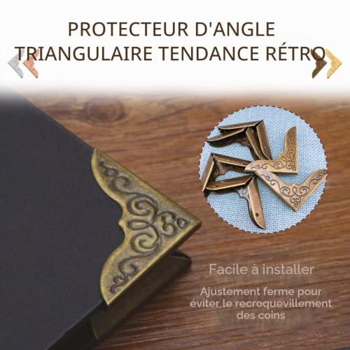 120 Protège-Coins Métalliques Vintage pour Livres, Albums et Scrapbooking - Or, Argent, Bronze, Or Rose