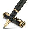 BEILUNER Stylo Bille Luxe Or 24K - Design Noble et Élégant, Recharge Schneider, Coffret Cadeau Hommes/Femmes, Stylo Professionnel pour le Bureau (Noir & Or)