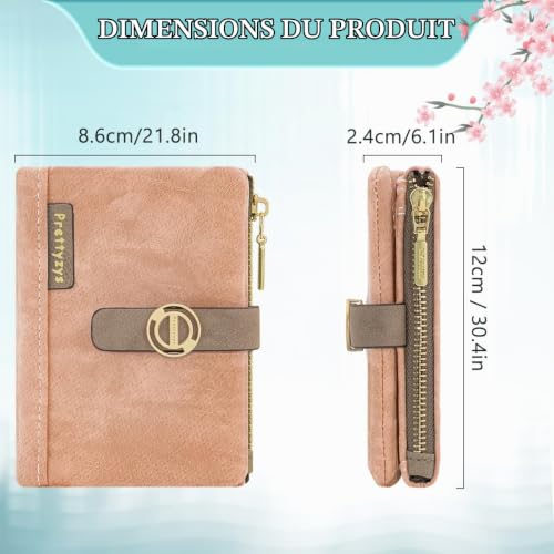 REETEE Portefeuille Femme PU Cuir Porte Monnaie Petit Format - Rose
