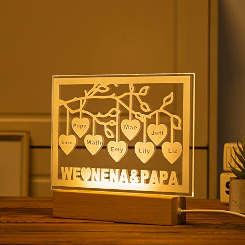 Veilleuse Arbre Généalogique Personnalisable - Cadeau Unique pour Maman et Grand-Mère