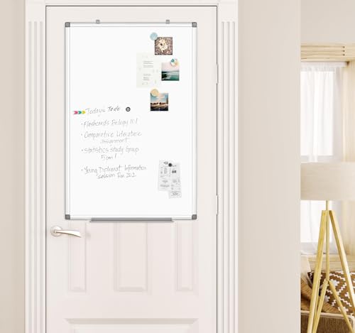 SWANCROWN Tableau Blanc Magnétique Mural 76x51cm - Cadre Aluminium, Effaçable, Horizontal/Vertical pour Bureau et Maison