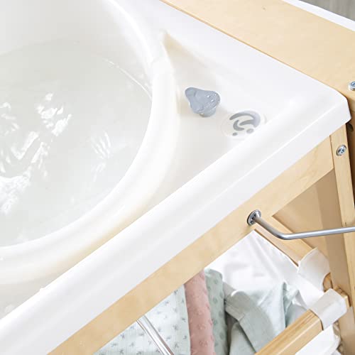 Roba Table à Langer Baignoire 2-en-1 Baby Pool avec Matelas Imperméable et Compartiments - Bois Naturel