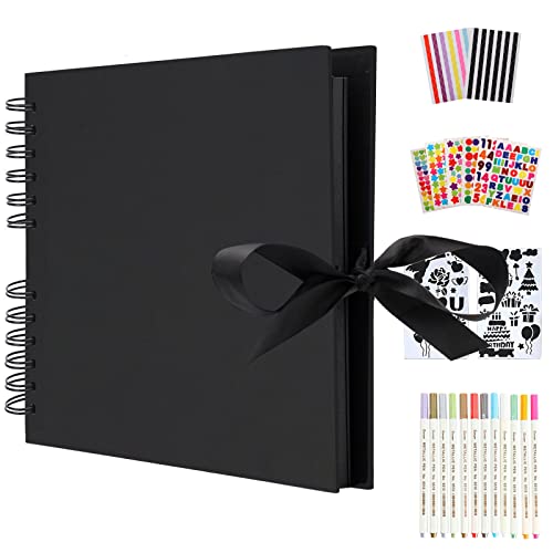 Album Photo Traditionnel Scrapbook 80 Pages DIY Noir - Idée Cadeau Original