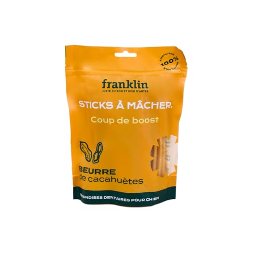 FRANKLIN Stick Dentaire Chien Saveur Beurre de Cacahuètes - Hygiène Bucco-Dentaire, Anti-tartre, Tout Age, 250g