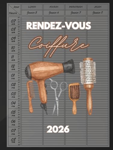 Carnet de Rendez-vous Coiffeur 2026 : Agenda Journalier et Hebdomadaire avec Créneaux de 15 Minutes
