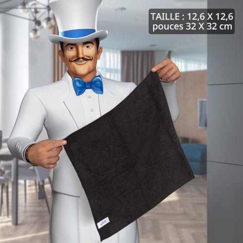 MR.SIGA 12 Chiffons Microfibre Ultra Doux Noir - Nettoyage Sans Rayures et Haute Absorption