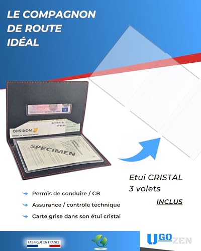Ugozen Pochette Carte Grise Luxeo : Étui Chic et Pratique pour Vos Documents de Voiture