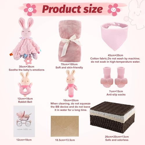 Coffret Naissance Mixte Bébé : Cadeau Idéal avec Couverture, Doudou, Hochet et Plus - Rose Doux