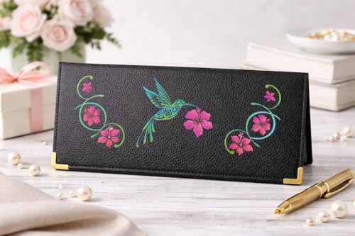 SYL'la Porte chéquier Long en Cuir Fleurs Femme - Personnalisable Prénom - Porte-cartes Élégant