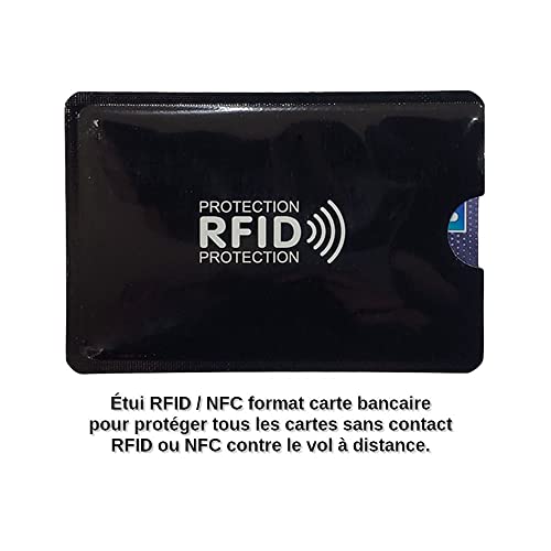 LOLUNA® Porte-chéquier Talon en Haut avec Étui Carte RFID - Portefeuille Compact en Cuir Noir