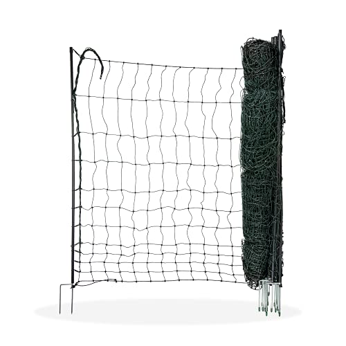 Filet de Volaille Non Électrifié 50m - Hauteur 1.2m - Clôture Invisible pour Jardin et Prairies