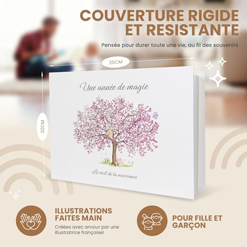 Livre de naissance bébé avec clé USB et pochon – Album photo souvenirs numérique et première tenue, idéal cadeau naissance fille et garçon