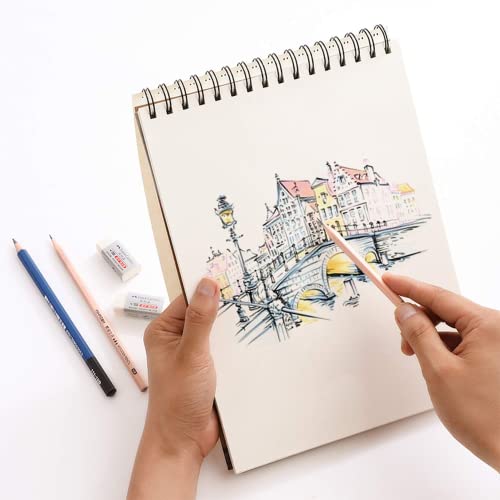 VEESUN Carnet de Dessin A5 Lot de 4 - Couverture Rigide, Spirale, Papier 160GSM 60 Pages Blanches Idéal Crayon, Stylo, Aquarelle