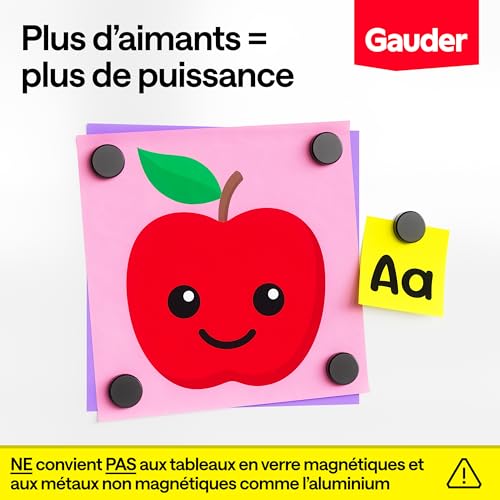 GAUDER Aimants Puissants pour Tableau Blanc et Réfrigérateur - Disques Magnétiques Noirs 18 x 5 mm (62 pièces)