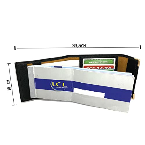 Porte-chéquier Charmoni Long en Cuir Vachette - Compact, Pliant, 3 Emplacements Cartes