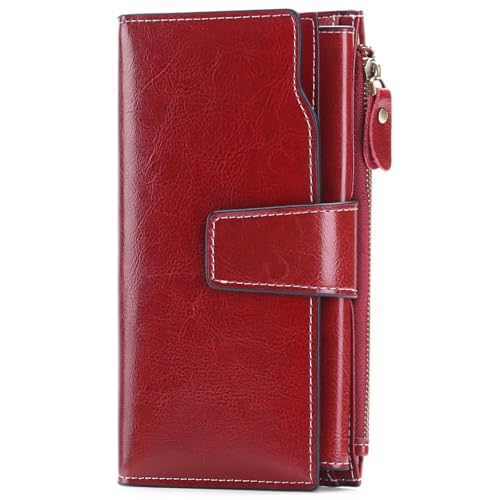 Sendefn Portefeuille Femme Cuir Véritable Grande Capacité Bloquant RFID