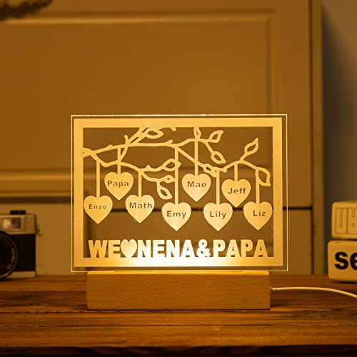 Veilleuse Arbre Généalogique Personnalisable - Cadeau Unique pour Maman et Grand-Mère