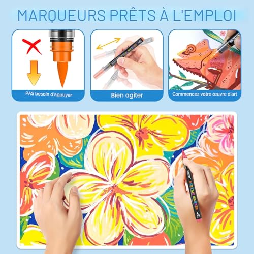 NICETY 180 Feutres Acryliques Pointe Pinceau Multi-Supports pour Artistes et Débutants