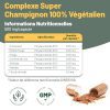 Suppléments Champignons 6 en 1 : Reishi, Lion's Mane, Cordyceps, Chaga, Shiitake, Maitake - 120 Capsules Végétales