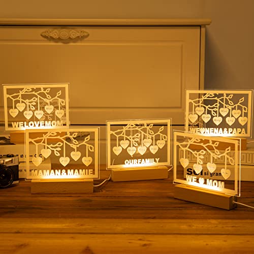 Veilleuse Arbre Généalogique Personnalisable - Cadeau Unique pour Maman et Grand-Mère